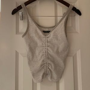 Striped rouched tank top tags on